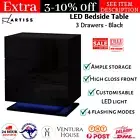 Artiss Bedside Tables Side Table RGB LED Lamp 3 Drawers Nightstand Bedroom Gloss