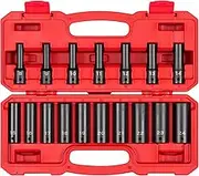 TEKTON 1/2 Inch Drive Deep 12-Point Impact Socket Set, 17-Piece (8-24 mm) | SID92339