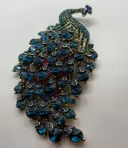 New Peacock Brooch Pendant by Pink Linen 4.5” A1