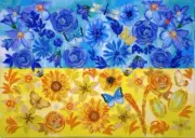Bead embroidery kit Flowering flag needlework kit Art canvas beadwork pattern