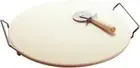 Natural Stone Baking Stone 14.75 Inch Pizza Bread Baking With Rack And Wheel