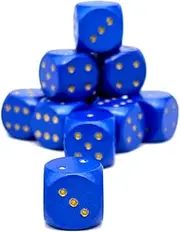 Norse Foundry Warpips Blue Metal D6 Dice Set - 10-Piece 12mm Zinc Alloy Blue-Plated Dice with Yellow Numbering - Durable and Compact Wargaming Dice for RPG, DND, Tabletop Strategy Games