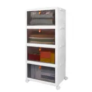 Catzon 4 Tier Storage Bins Stackable with Lids and Wheels for Home Pantry
