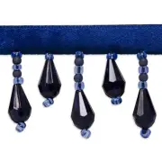 Trims by the Yard 5 Yards of Joanne Beaded Teardrop Fringe Trim, Navy Blue