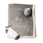 Bless This Home Sherpa Lined Royal Plush Blanket Gift Set 42 x 50 Inch