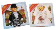 PECK-GANDRE 'Bride & Groom' Steiff/Strong Teddy Bear 2 Boxed Paper Doll Sets NIB