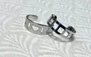 Silver To Rings Set Of Two NWT Heart & Squares OSFM