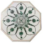 18" Octagon Marble Coffee Table Top Malachite Stone Inlay Bed Side Decor Table