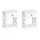 Artiss 2 X Bedside Table 1 Drawer with Shelf - EMMA White