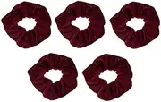 oshhni Elastic Scrunchies Colorful Velvet Scrunchies Hair Bobbles for Thick Hair - Stretchy Hair Ties Ponytail Holder for Women Girls Hair Styling - Burgundy, as described