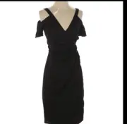NWT All Saints Cadia Off Shoulder Wrap Dress Black Women's Size 2