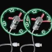 Soseelnee USB Clock Fan with Real Time Display, Mini Portable Flexible Cooling Fans with Led Light for Home Office (2)