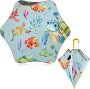 [ODAWA] Toddler Umbrellas for Girls Cute Cartoon Sea Turtles Kids Umbrella, J Handle Golf Stick Umbrella