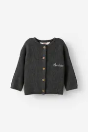 [Cotton On Kids] Cotton On Kids - Personalised-Organic Knit Cardigan - Charcoal marle NEWBRN CHARCOAL MARLE