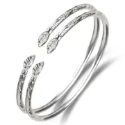 Leaf .925 Sterling Silver West Indian Bangles, 1 pair