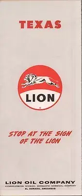 1963 Lion Road Map: Texas NOS
