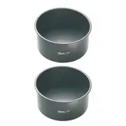 2x Mastercraft 18cm Heavy Loose Base Deep Cake Pan Baking Mould Charcoal Grey
