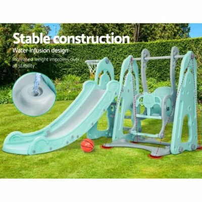 Keezi Kids Slide Swing Outdoor Indoor Playground Basketball Hoop Toddler Play
