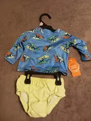 Wonder Nation Boys 2pc Swimwear Blue Dino Print Sz 0/3m NWT