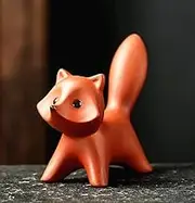 EatingBiting 3.7" Chinese Zisha Tea Pet Fox Tea Pet Handmade Purple Clay Tea Pet for Kungfu Gift Water Tea Tray Accessories Handmade Kungfu Tea Tray for Tea Lovers Oolong Tea Home Decor