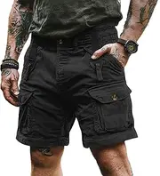 [HongYunAu] Men's Corduroy Shorts Summer Trendy Retro Multi Pocket Cargo Shorts