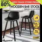 ALFORDSON 4x Wooden Bar Stools Noah Kitchen Dining Chair Vintage Retro All Black
