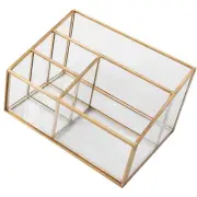 Metal Frame Glass Storage Box Skincare Organizers Cosmetic Display Case Travel
