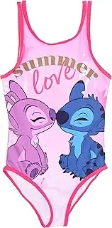 [Disney] Stitch Girls Swimming Costume Stitch and Angel One Piece Swimsuit Kids Swim Suit Sizes 6 to 12 Years