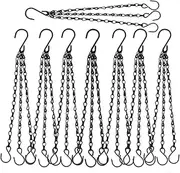 Hysgscwd 8Pcs Hanging Baskets Chains, 16 inch Long Hanging Chains for Plants, Flower Plant Pot Basket with Hooks, 3 Point Replacement Chain Hangers for Bird Feeder, Lantern, Planters, Ornaments