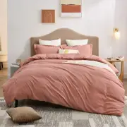 Clay Duvet Cover Queen Size - Soft Prewashed Queen Duvet Cover Set, 3 Pieces, 1