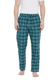 Mens Pajamas Lounge Pants Bottoms Nightwear Green Checked Plaid Trousers Pyjama