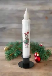 Handcrafted Christmas 7" Dr Seuss Cindy Lou Who Led Timer Taper Candle