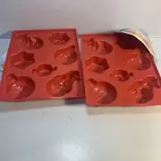 Pair of JELL-O Jiggler Christmas Molds 2014 NWT Snowmen Snowflake Ornament Candy