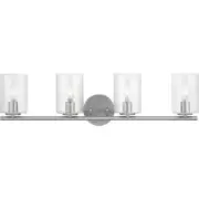 HAMPTON BAY Champlain 31-1/2" 4-Light Brushed Nickel Vanity Light Seeded Glass