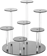 Wswqop Acrylic Products Display Riser Stand Jewelry Display Stand, 7 Layer, Mini -Rings Display Stand for Dessert , black, as described