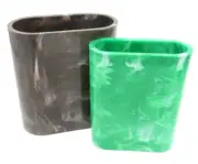 Pair Vintage CRISLOID Brown Green Marble Backgammon Dice Nesting Shaker Cups NOS