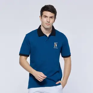 【NAUTICA】男裝 品牌LOGO刺繡短袖POLO衫(藍色)