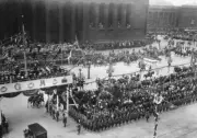 Crowds watch King George V and Queen Mary arrive at St George's- 1925 Old Photo