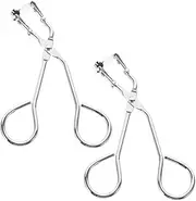 SAFIGLE 2Pcs Mini Stainless Steel Eyelash Curler Precision Curling Tool with Refill Pads for Lashes for False Lashes Compact Design for Travel