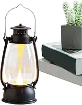 Vintage Lantern LED Camping Lamp - Outdoor Light, Warm Glow, Portable Handle | Retro Style Battery Powered Lantern, Decorative Rustic Lighting Fixture for Patio, Garden, Yard, Pathway, Porch Use