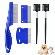 5 Pack Dog Grooming Comb, Pet Flea Lice Cat Combs with Stainless Steel Rounded T