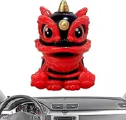 Car Dashboard Lion Ornaments, Solar Powered Shaking Head Lion Car Ornament, Cute Car Ornament Chinese Decorations Dashboard Crafts, Car Interior Accessories Ornaments