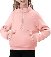 [TATAKERI] Girls Half Zip Sweatshirt Cropped Pullover Hoodies Long Sleeve Zipper Sweatshirt Fall Winter Tops with Pocket