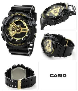 【金台鐘錶】（台灣公司貨）CASIO卡西歐G-SHOCK 黑金狂潮   GA-110GB-1 GA-110GB-1A