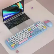 ANYMOB Bluetooth Keyboard And Mouse Combo Set Blue Retro Design Wireless Soft Touch Keys