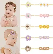 10 Pcs Baby Girls Flower Headbands Small Daisy Flower Nylon Headbands Soft Stretch Elastics for Newborns Infants Toddlers Kids Children