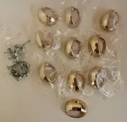 Lot of 10 Whitco Bright Brass Handles Drawer or Cabinet Pulls, 32mm, NOS (d530)