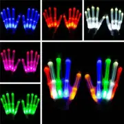 LED Flashing Gloves Glow 7 Mode Light Up Finger Tip Lighting Pair Rave Party NEW