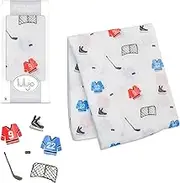 Lulujo Baby Cotton Muslin Swaddle Blanket, 47 x 47, Hockey