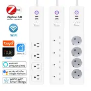 WiFi Zigbee Voice Remote Control Smart Plug Strip Cord Multi Plug Timer Socket